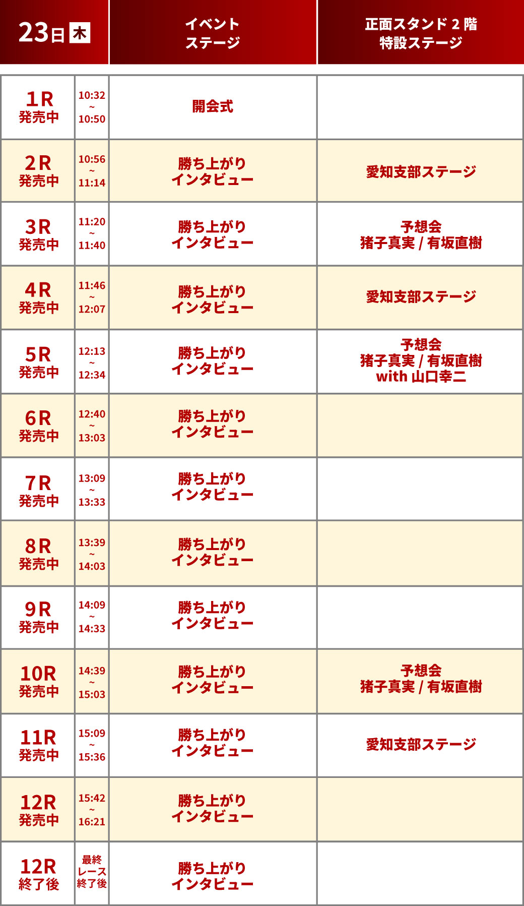 イベント一覧表