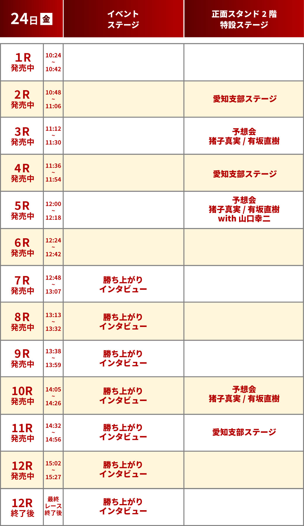 イベント一覧表