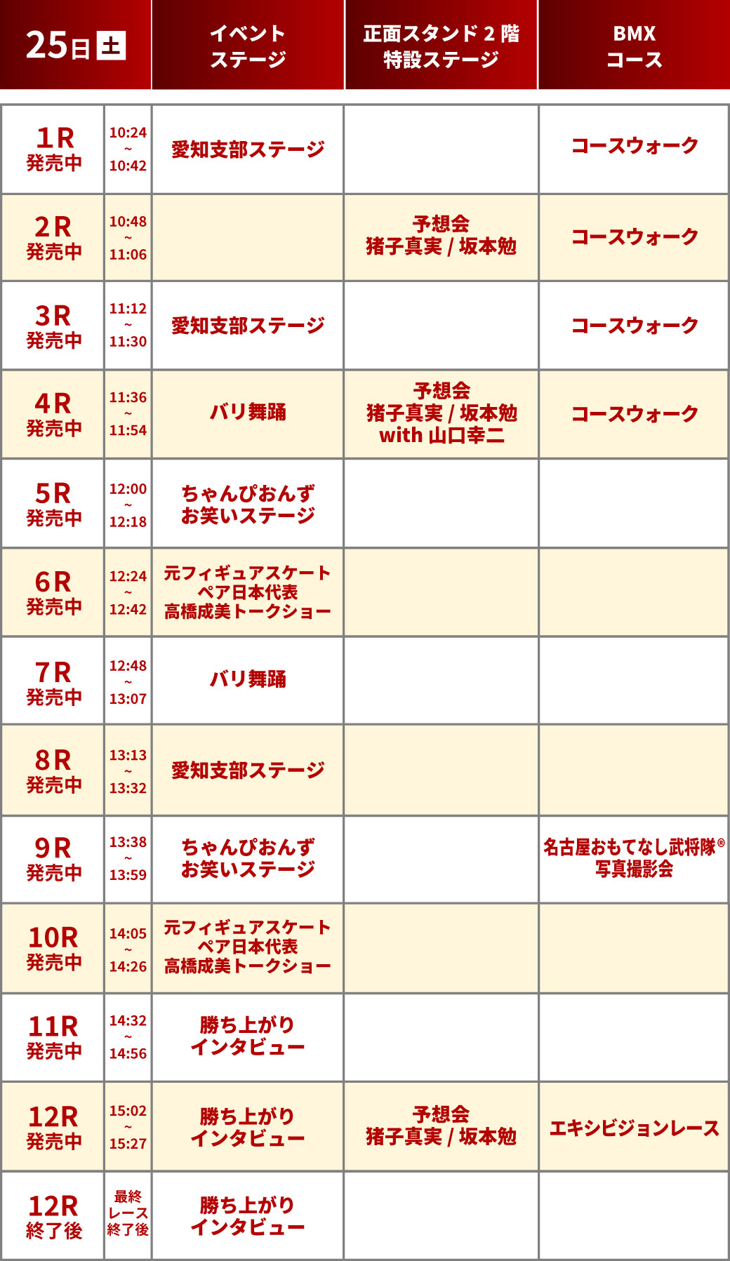 イベント一覧表