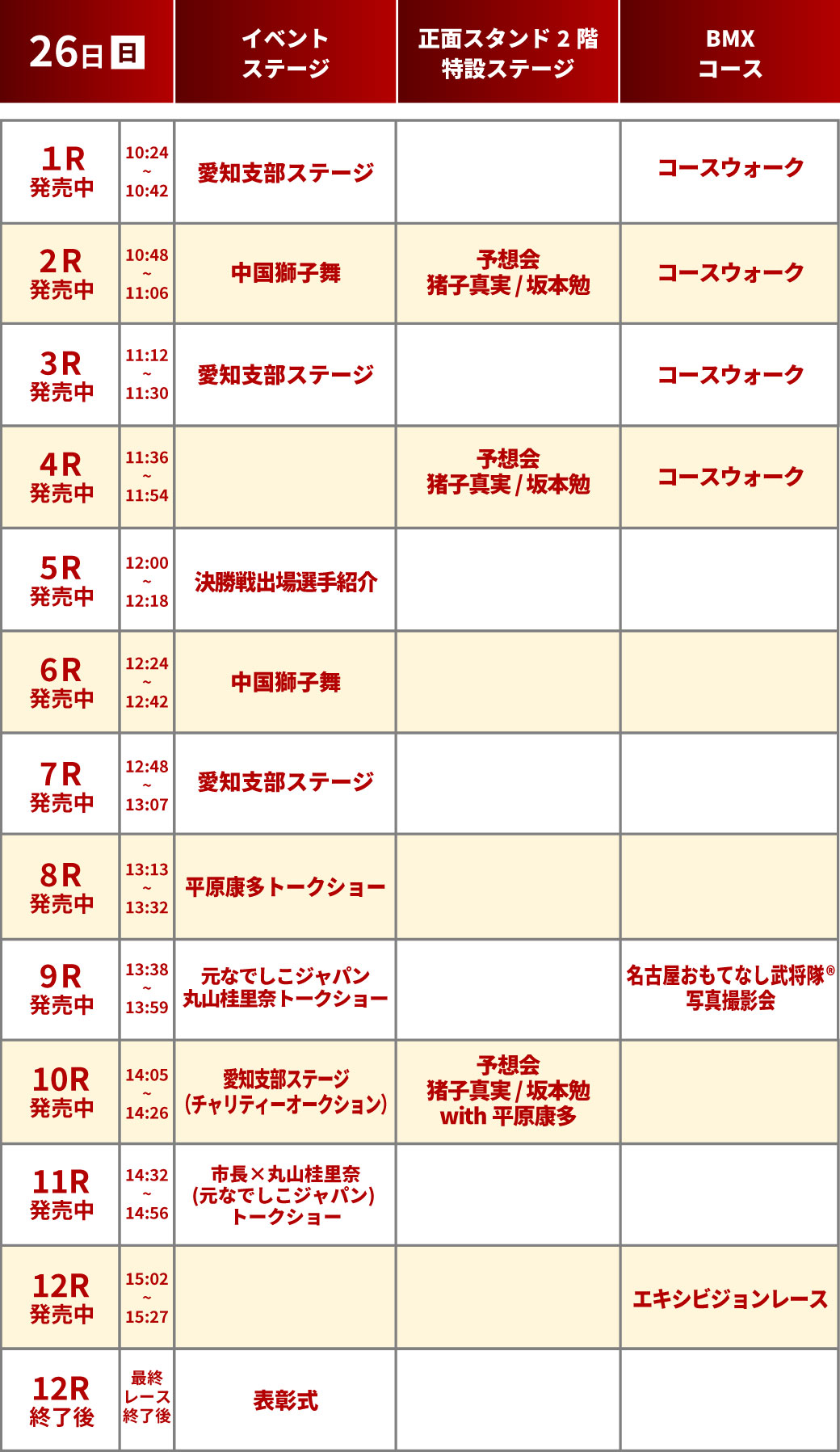 イベント一覧表